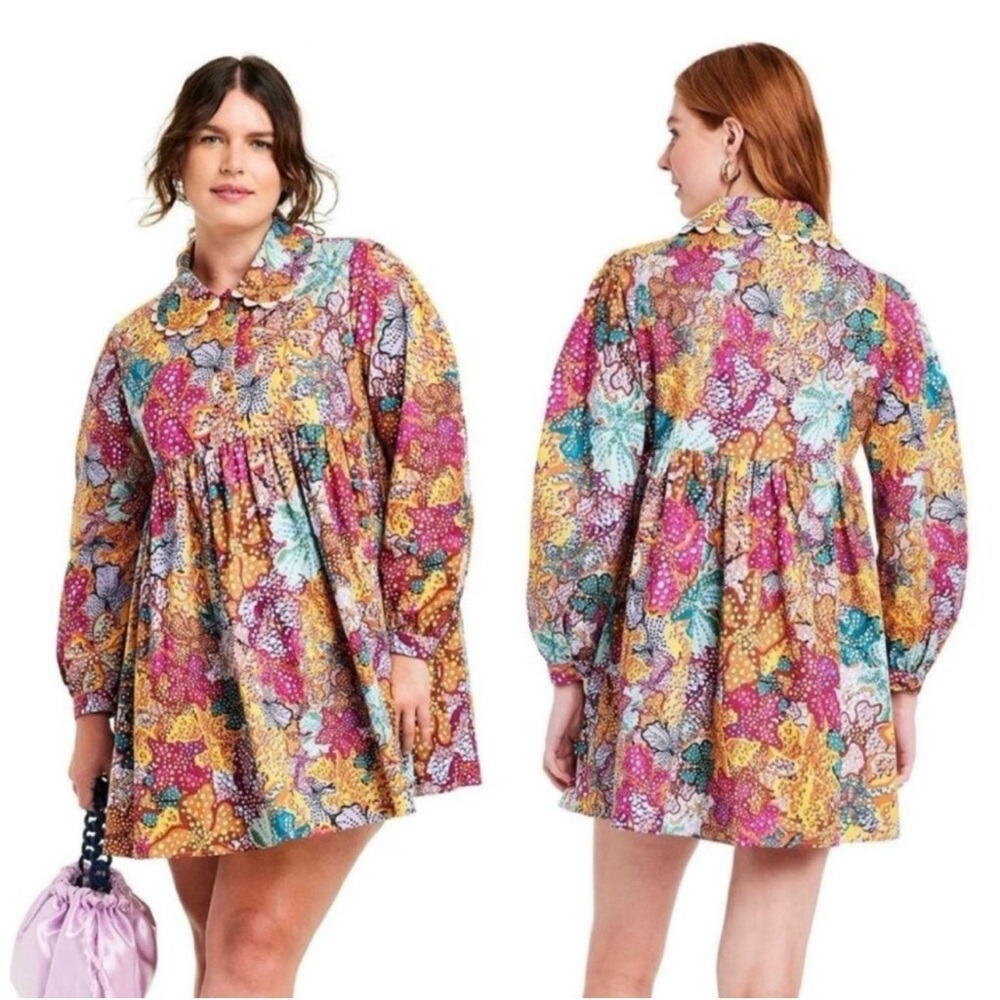 Kika Vargas x Target Anemone Floral Mini Dress Tunic 2X Boho Maximalist Grandma